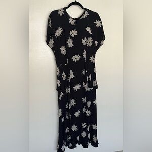 Vintage Carole Little Rayon Peplum Tie-Back Dress
